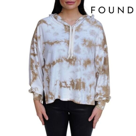 FOUND Tie Dye Print Hoodie Long Sleeve Drawstring Pullover Tops Loose Casual - Picture 2 of 6